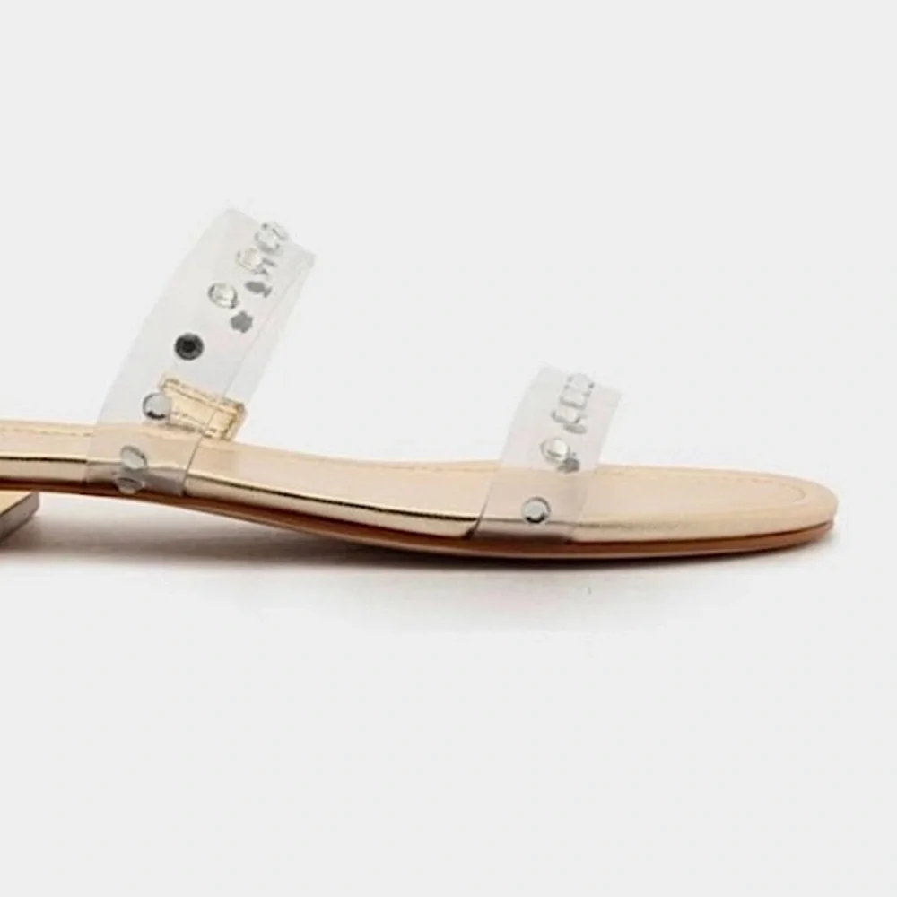 SCHUTZ Arielle Clear Slide‎ Sandal Gold